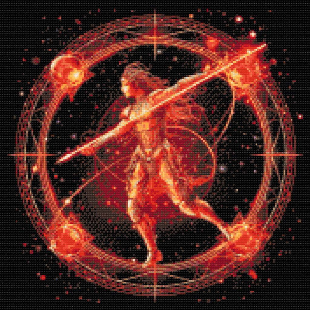 Stjernetegn skytten (C) - Premium - Firkantede sten - 80 x 80 cm - med-saml-selv-ramme - Lærred, sten, pen, bakke, gele, poser til stenene