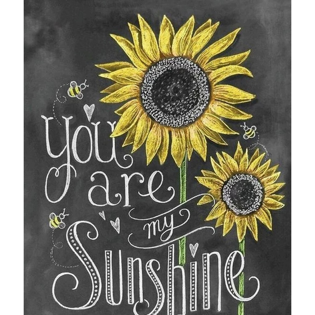 You are my sunshine - Firkantede sten - 40 x 50 cm - Lærred, sten, pen, bakke, gele