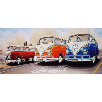 3 Folkevognsrugbrød - Runde sten - 90 x 40 cm - Lærred, sten, pen, bakke, gele