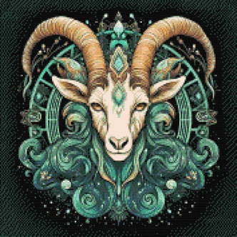 Stjernetegn stenbukken (C) - Premium - Runde sten - 80 x 80 cm - med-saml-selv-ramme - Lærred, sten, pen, bakke, gele, poser til stenene