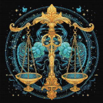 Stjernetegn vægten (C) - Premium - Firkantede sten - 80 x 80 cm - Uden ramme - Lærred, sten, pen, bakke, gele, poser til stenene