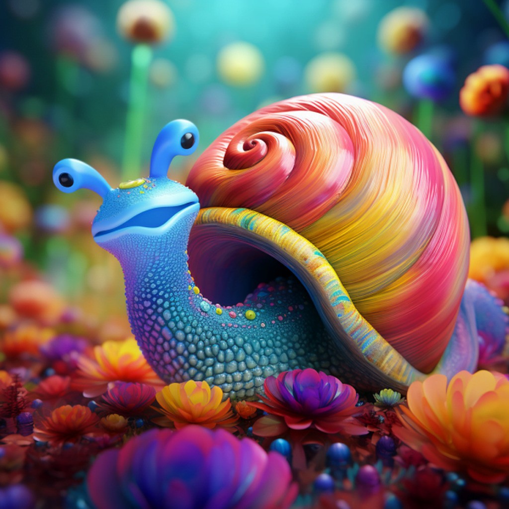 Farverig snegl - Premium - Firkantede sten - 50 x 50 cm - med-saml-selv-ramme - Lærred, sten, pen, bakke, gele, poser til stenene