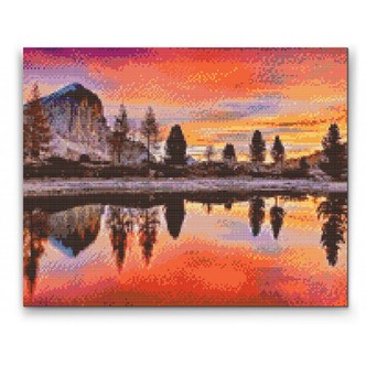 Lago di Limides - Premium - Runde sten - 100 x 80 cm - Lærred, sten, pen, bakke, gele, poser til stenene - med-saml-selv-ramme