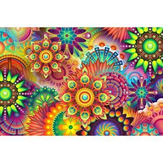 Stor mandala - Premium - Runde sten - 60 x 40 cm - Lærred, sten, pen, bakke, gele, poser til stenene - Uden ramme