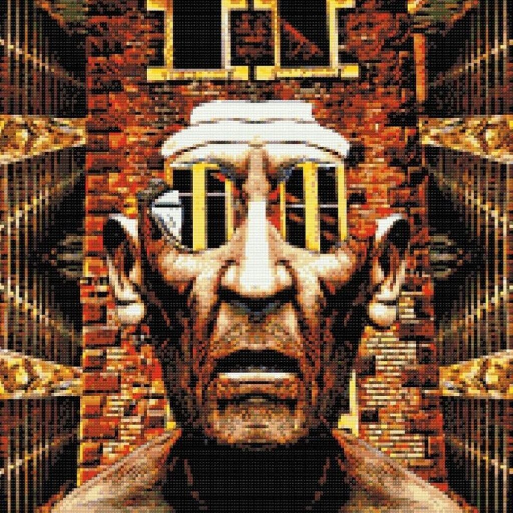 Skræmmende mand - Runde sten - 80 x 80 cm - med-saml-selv-ramme - Lærred, sten, pen, bakke, gele, poser til stenene