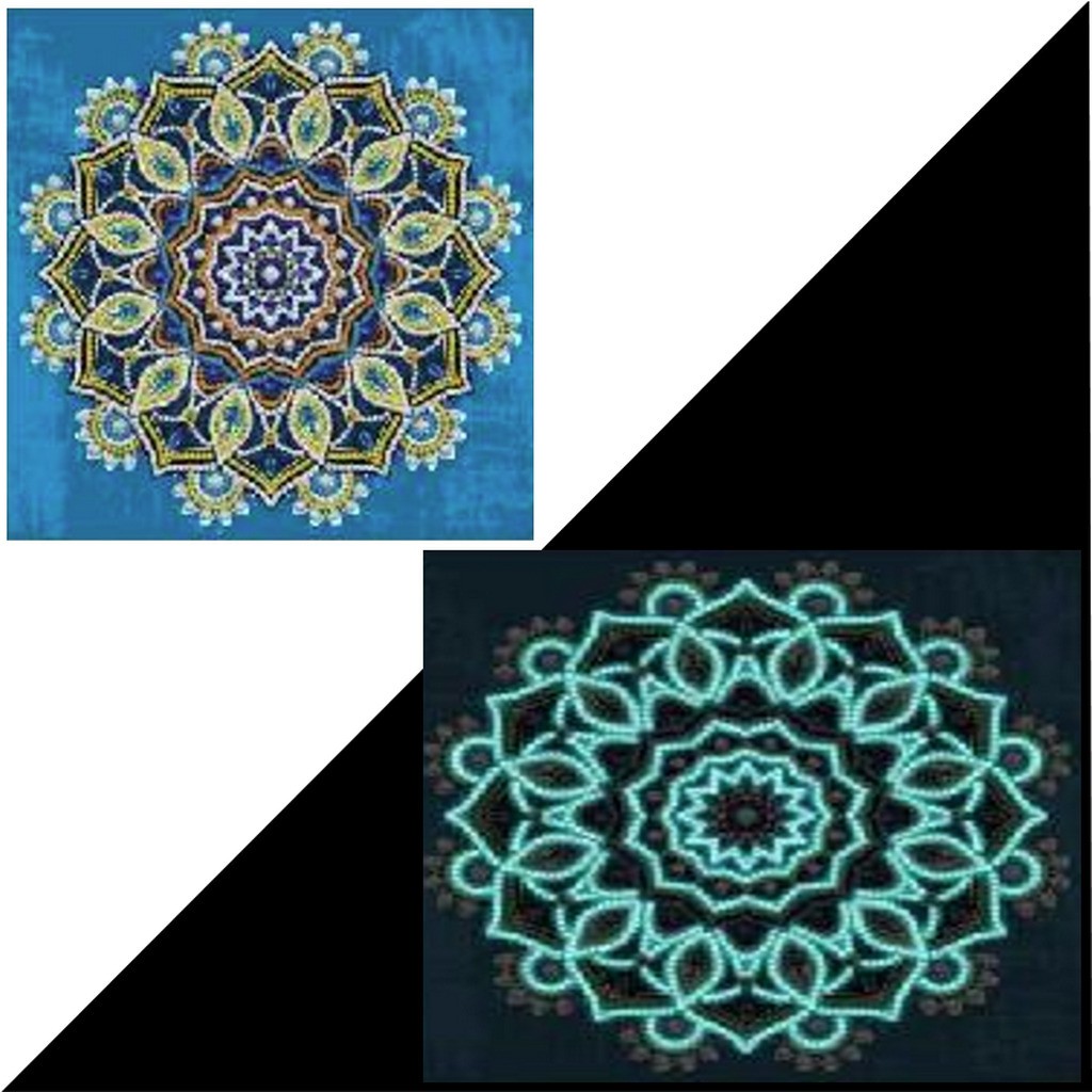 Mandala 3 med selvlysende diamanter
