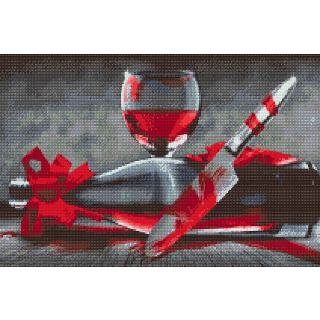 Bloody wine - Premium - Runde sten - 40 x 60 cm - Lærred, sten, pen, bakke, gele, poser til stenene - med-saml-selv-ramme