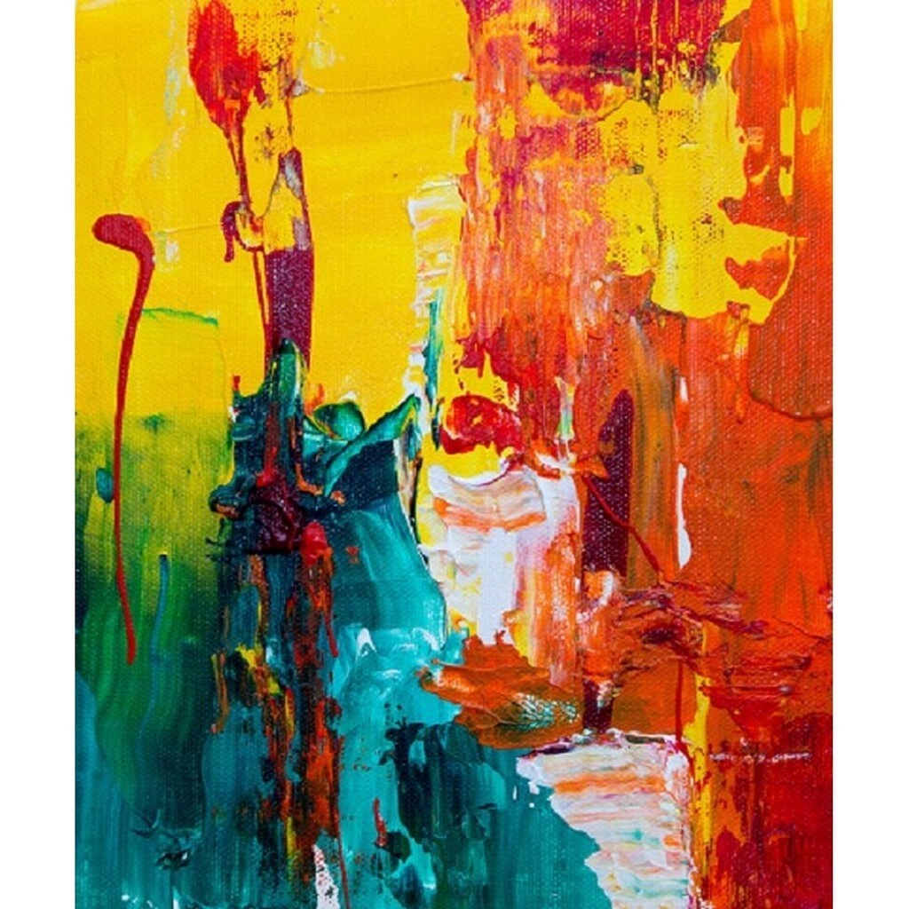 Art by Steve Johnson - Runde sten - 50 x 60 cm - Lærred, sten, pen, bakke, gele