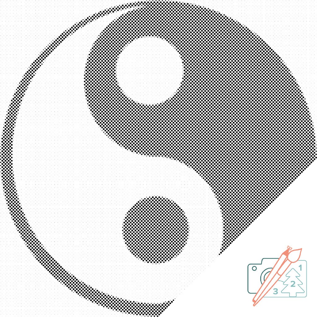 Mal med Prikker - Ying og Yang - Opspændt på ramme - 50 x 50 cm