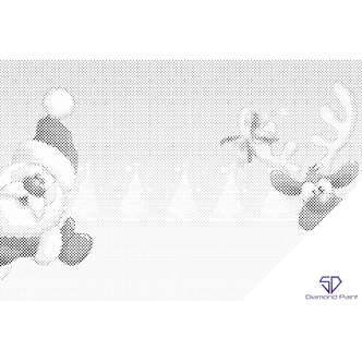 Mal med Prikker - Julemanden og rensdyret Rudolf - Opspændt på ramme - 60 x 40 cm