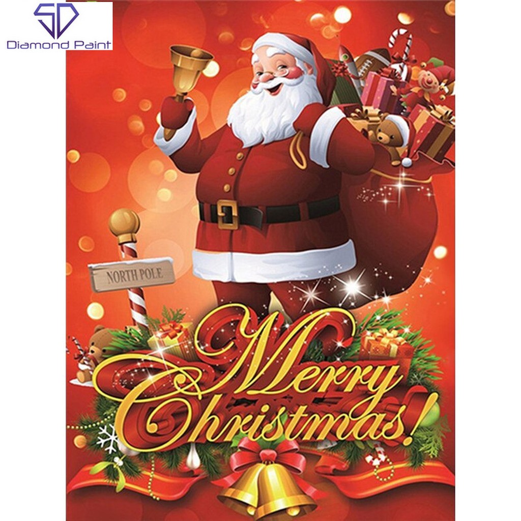 Merry Christmas - Firkantede sten - 50 x 70 cm - Lærred, sten, pen, bakke, gele
