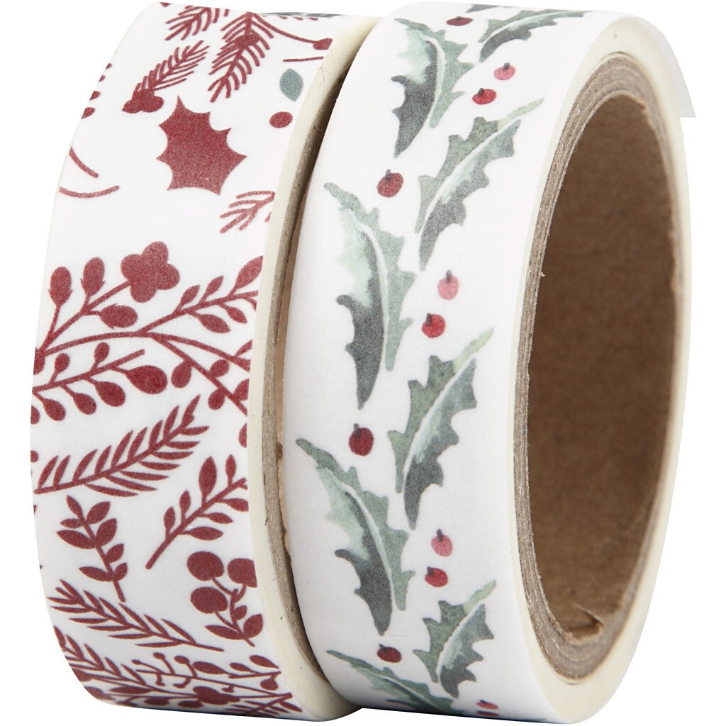 Washi-tape med kristtjørn og grene