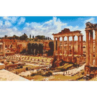 Forum Romanum i Rom - Premium - Firkantede sten - 120 x 80 cm - Lærred, sten, pen, bakke, gele, poser til stenene - Uden ramme