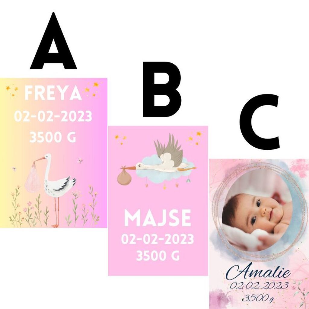 Dåb eller fødsel - billede i diamond paint til pige (skræddersyet) - Premium - 40 x 50 cm - med-saml-selv-ramme