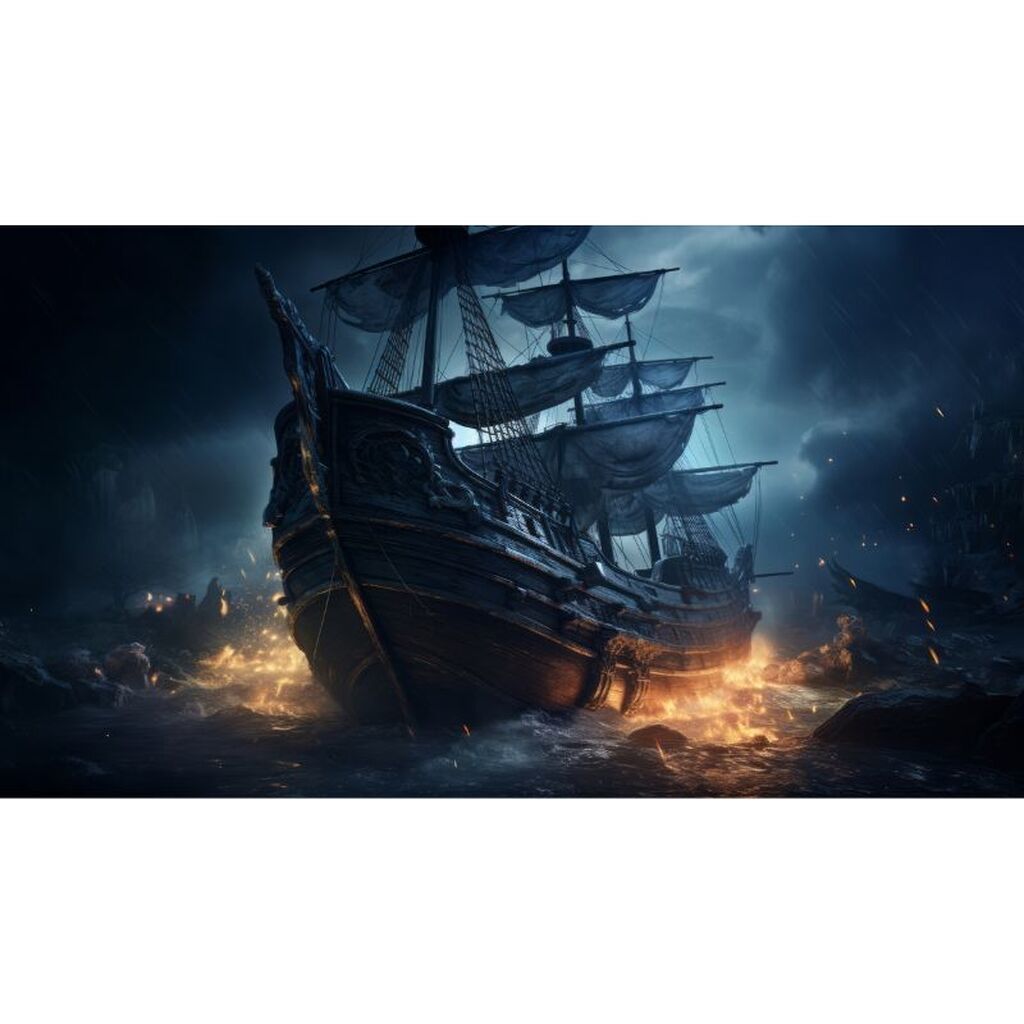 Piratskib - Premium - Firkantede sten - 80 x 60 cm - Lærred, sten, pen, bakke, gele, poser til stenene - Uden ramme