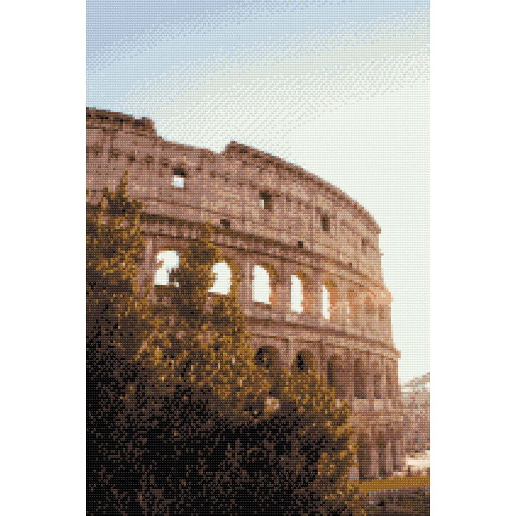Colosseum i Rom - Premium - Firkantede sten - 40 x 60 cm - Lærred, sten, pen, bakke, gele, poser til stenene - Med saml-selv-ramme