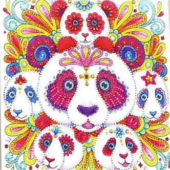 Bling-billede af pandafamilie