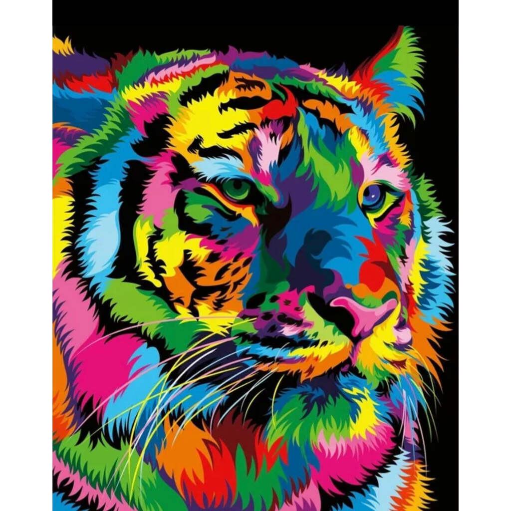 Tiger - Firkantede sten - 50 x 60 cm - Lærred, sten, pen, bakke, gele, poser til stenene