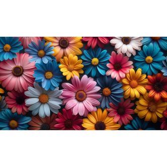 Fantasi-blomster - Premium - Firkantede sten - 80 x 60 cm - Lærred, sten, pen, bakke, gele, poser til stenene - Uden ramme
