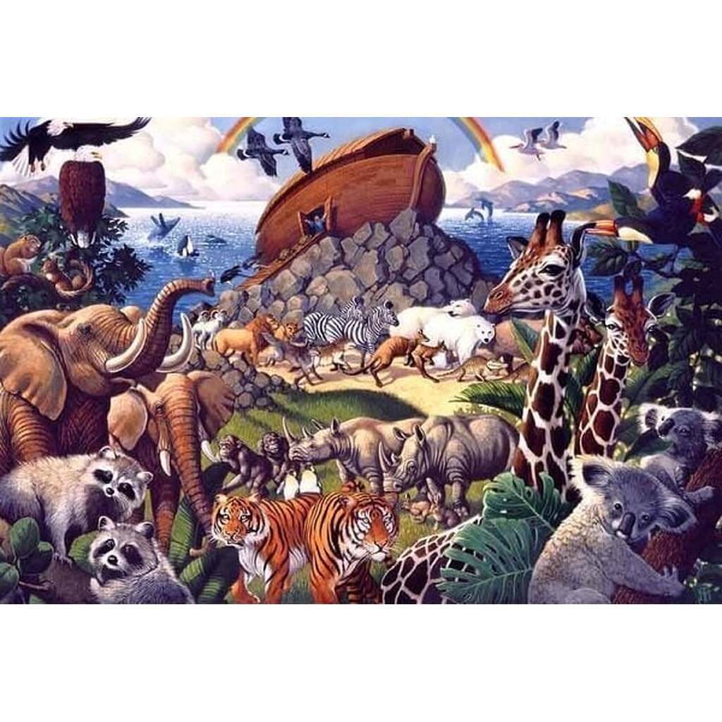 Noahs ark - Firkantede sten - 90 x 60 cm - Lærred, sten, pen, bakke, gele, poser til stenene