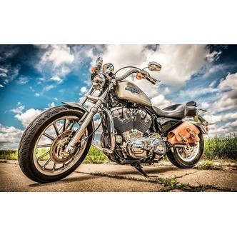 Harley Davidson - Runde sten - 50 x 80 cm - Lærred, sten, pen, bakke, gele