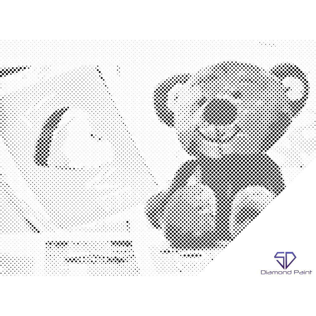 Mal med Prikker - Bamse 2 - Uden ramme - 60 x 80 cm