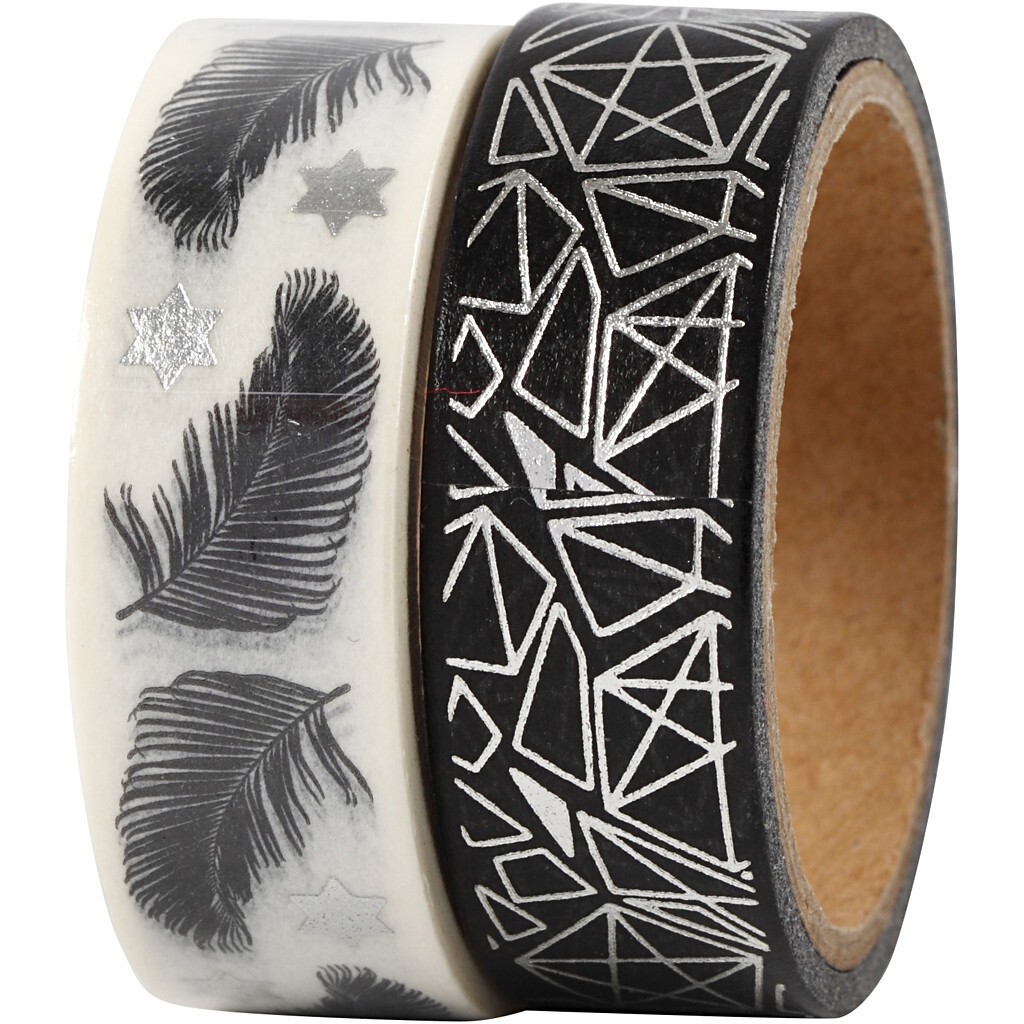 Washi-tape med fjer og mønster