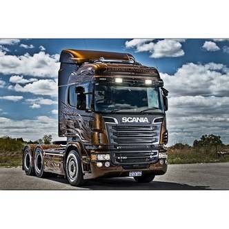 Scania lastbil - Firkantede sten - 60 x 40 cm - Lærred, sten, pen, bakke, gele