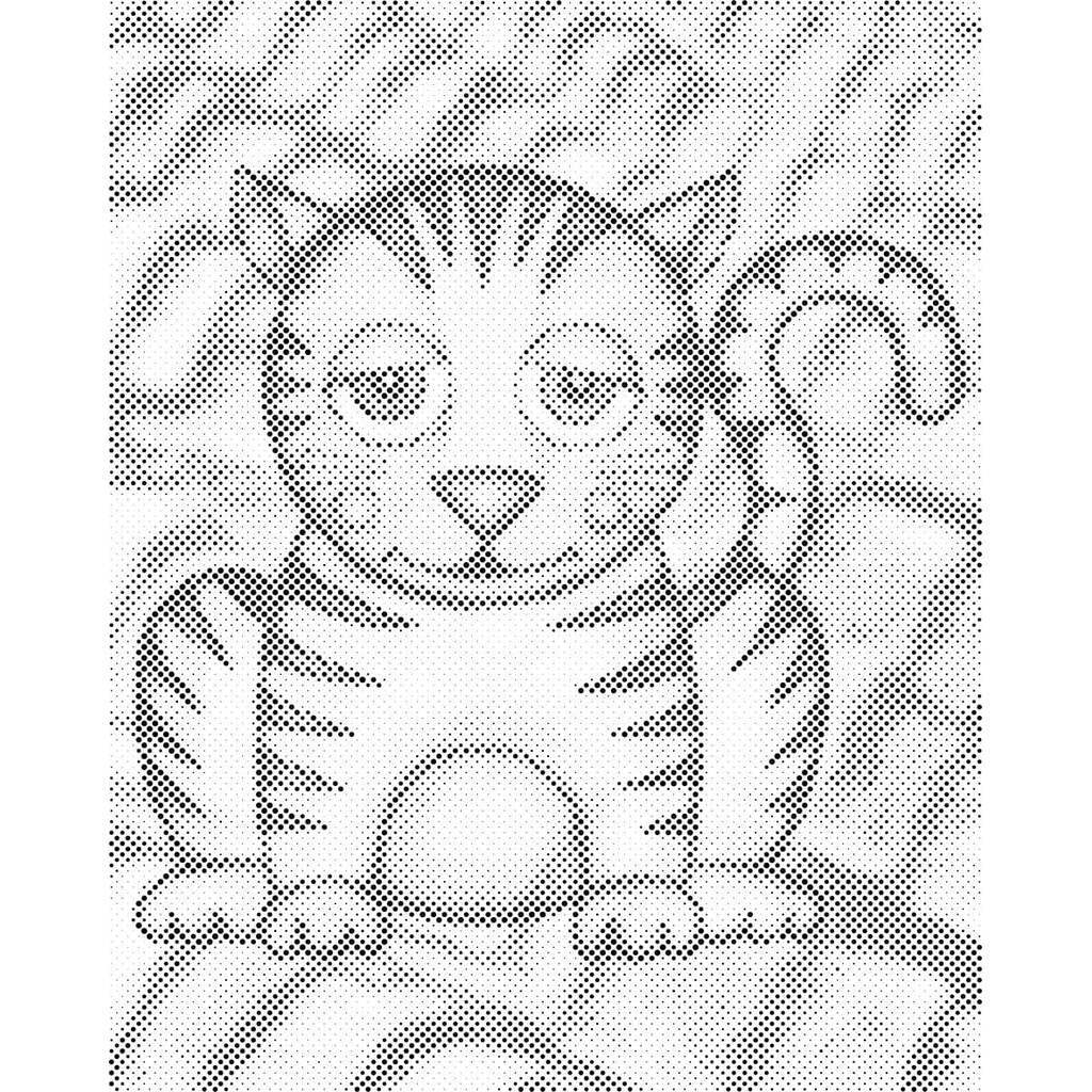 Mal med Prikker - Kat med store øjne - Uden ramme - 30 x 40 cm