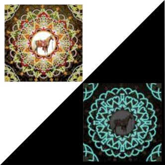 Mandala 6 (med hest) med selvlysende diamanter