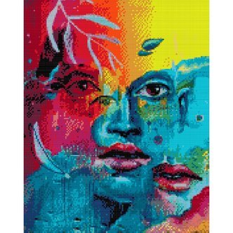 Mellem 4 øjne - Premium - Firkantede sten - 40 x 50 cm - Lærred, sten, pen, bakke, gele, poser til stenene - Med saml-selv-ramme