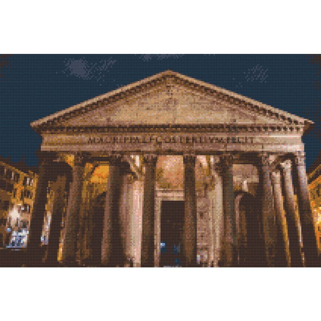 Pantheon i Rom - Premium - Firkantede sten - 80 x 60 cm - Lærred, sten, pen, bakke, gele, poser til stenene - Med saml-selv-ramme