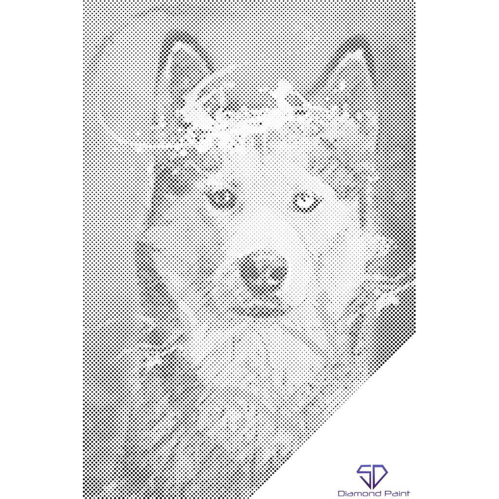 Mal med Prikker - Portræt af en husky - Uden ramme - 80 x 120 cm