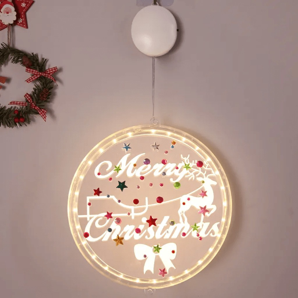 Merry Christmas - Dekorativt juleophæng med batteridrevet lys (A)