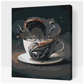 Kaffe tsunami- Paint by Numbers Premium - 60 x 80 cm - Med saml-selv-ramme
