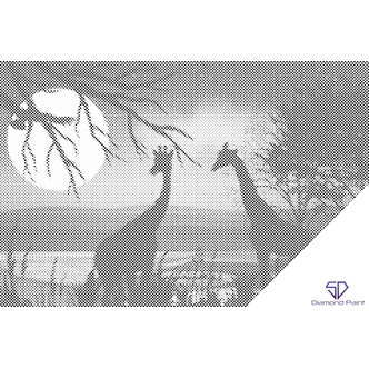 Mal med Prikker - Giraffer i Afrika - Opspændt på ramme - 120 x 80 cm