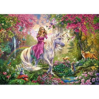 Prinsesse og enhjørning 4 - Firkantede sten - 70 x 50 cm - Lærred, sten, pen, bakke, gele, poser til stenene