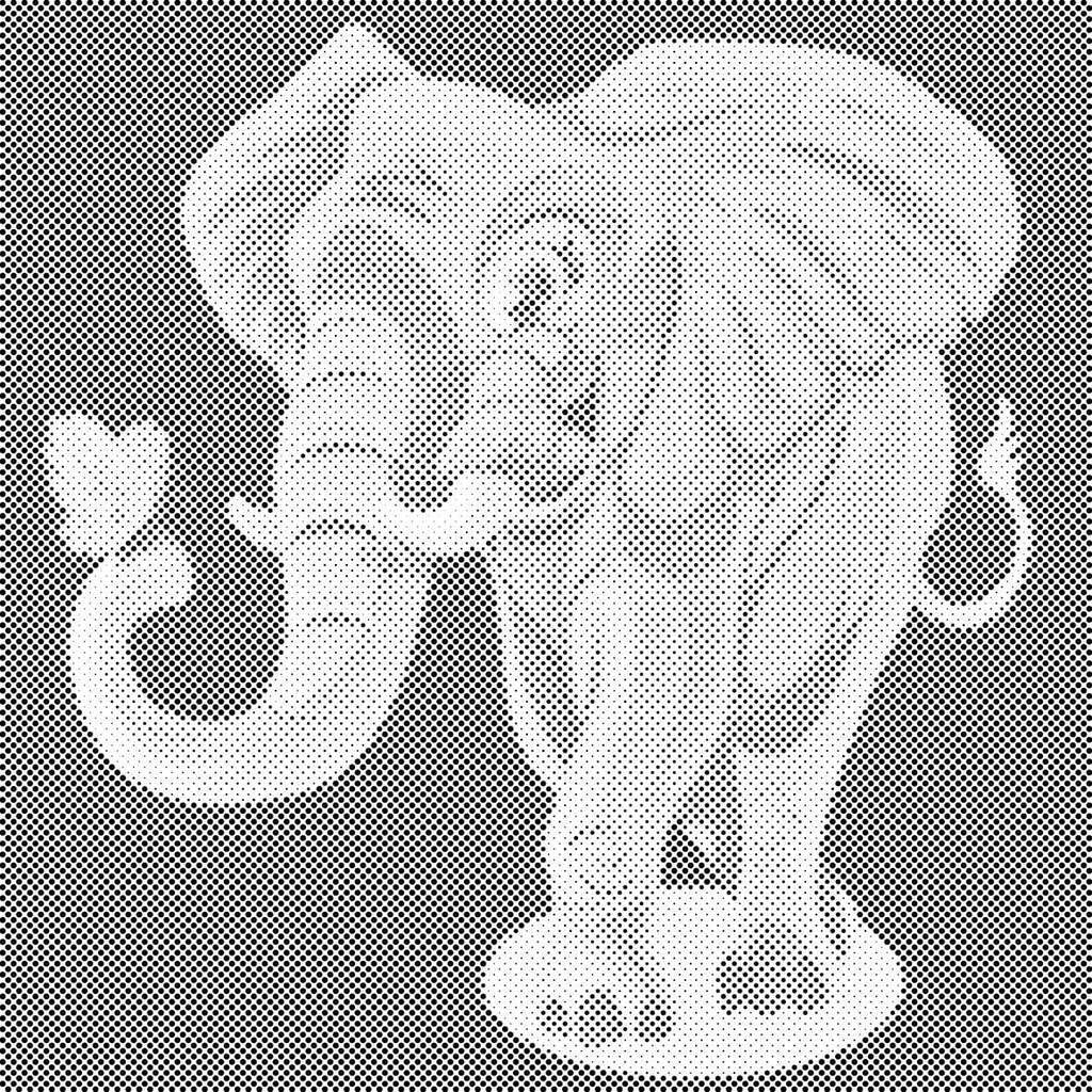 Mal med Prikker - Glad elefant med sommerfugl - Opspændt på ramme - 80 x 80 cm