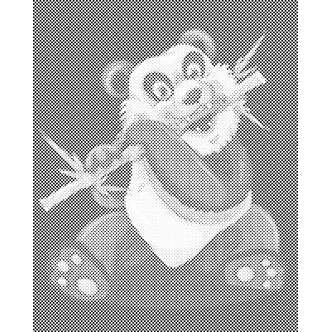 Mal med Prikker - Panda med bambus - Opspændt på ramme - 80 x 100 cm