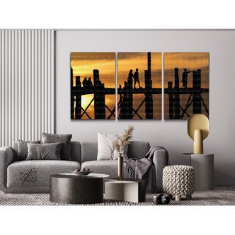 Kærlighedsbro i 3 dele - Premium - Firkantede sten - 3 x 30x40 cm - med-saml-selv-ramme