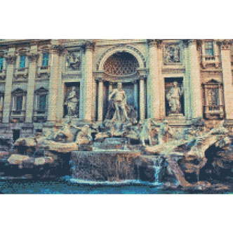 Trevi fontænen - Premium - Firkantede sten - 120 x 80 cm - Lærred, sten, pen, bakke, gele, poser til stenene - Uden ramme
