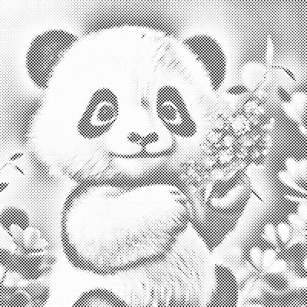 Mal med Prikker - Smilende panda - Uden ramme - 80 x 80 cm