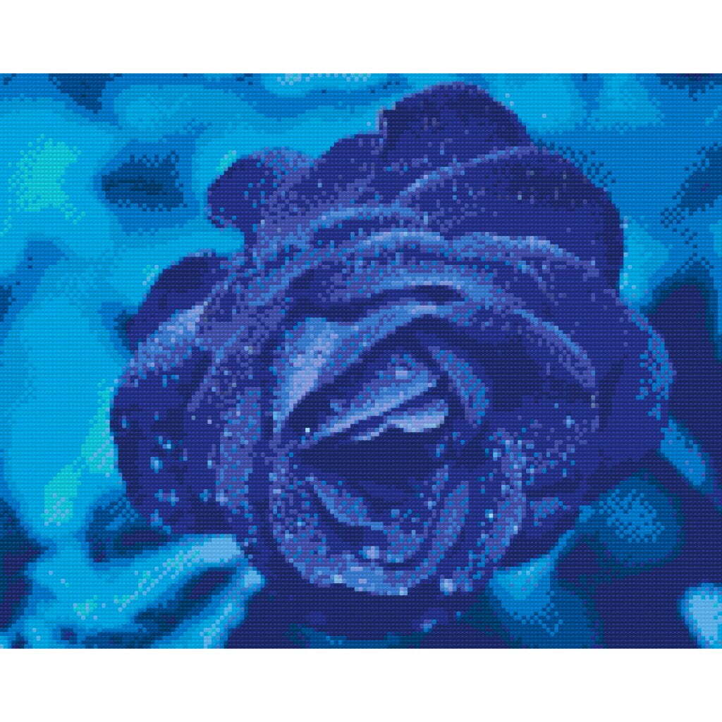 Blå rose - Premium - Firkantede sten - 40 x 30 cm - Lærred, sten, pen, bakke, gele, poser til stenene - Uden ramme
