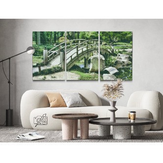 Japansk have i 3 dele - Premium - Runde sten - 3 x 80x120 cm - med-saml-selv-ramme