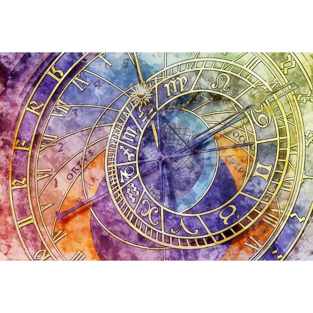 Astronomisk ur - Premium - Runde sten - 60 x 40 cm - Lærred, sten, pen, bakke, gele, poser til stenene - med-saml-selv-ramme