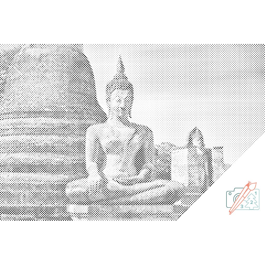 Mal med Prikker - Buddha statue - Uden ramme - 120 x 80 cm