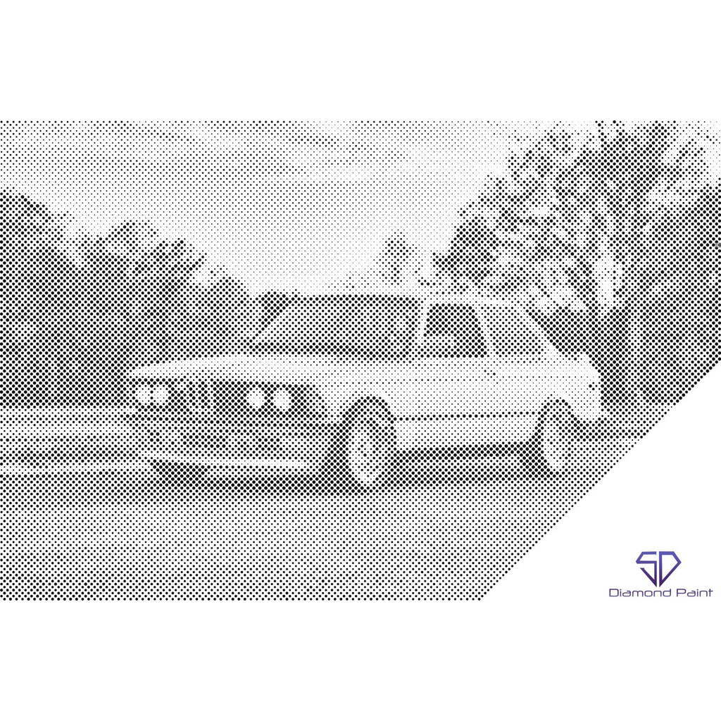 Mal med Prikker - BMW E30 - Opspændt på ramme - 80 x 60 cm