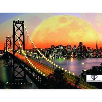 Sunset bridge - Firkantede sten - 80 x 60 cm - Lærred, sten, pen, bakke, gele, poser til stenene