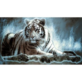 Bengalsk tiger - Premium - Firkantede sten - 120 x 80 cm - Lærred, sten, pen, bakke, gele, poser til stenene - Uden ramme
