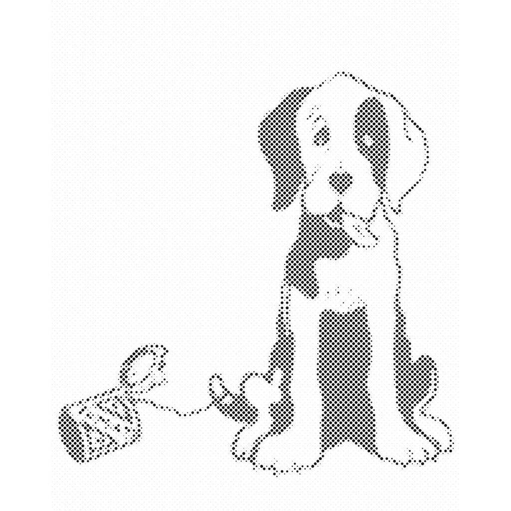 Mal med Prikker - Sjov hund - Opspændt på ramme - 60 x 80 cm
